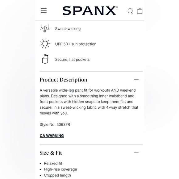 NWT Spanx Out Of Office Elastic Waist Crop Wide Leg Pants Black Petite S - Picture 12 of 12